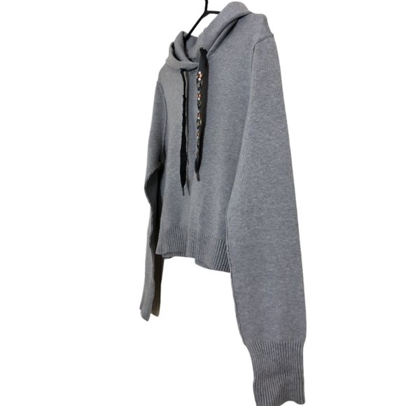 Zara Gray Embellished Hoodie Sweater - Picture 5 of 9
